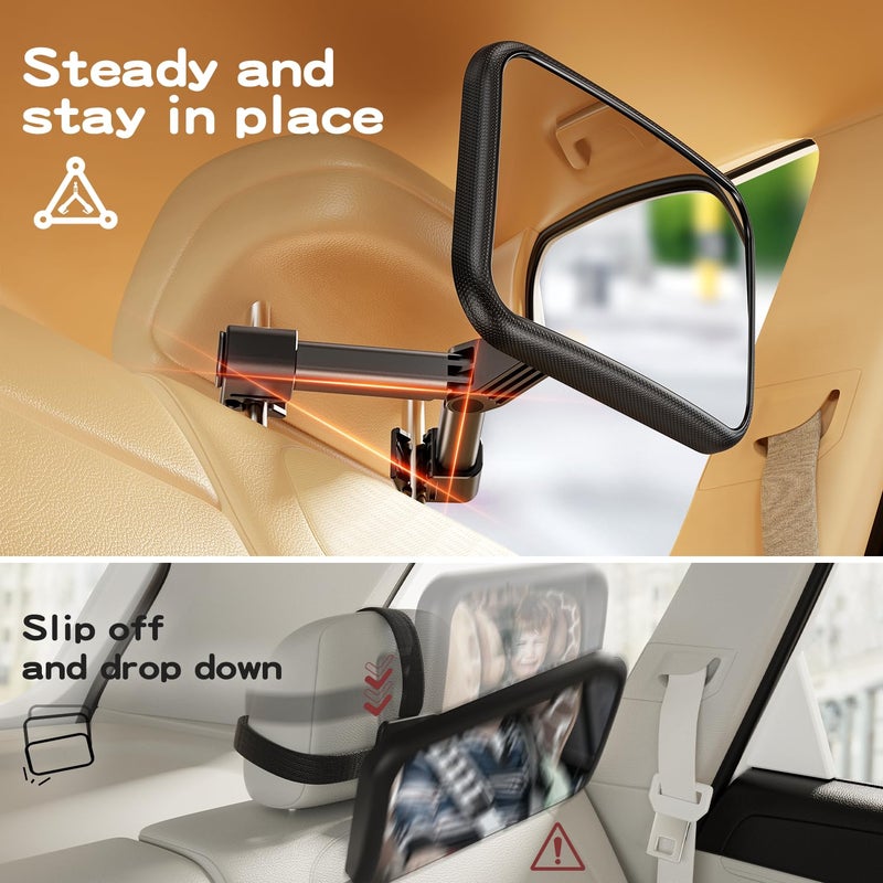 TAZENI Baby Car Mirror for Baby Hook Clip Design Shake Baby Mirror for Car Seat Mirror Rear Facing Never Shake Easy Install Back Seat Mirror for Baby Crystal Clear View ShatterProof Crash Tested - Image 2